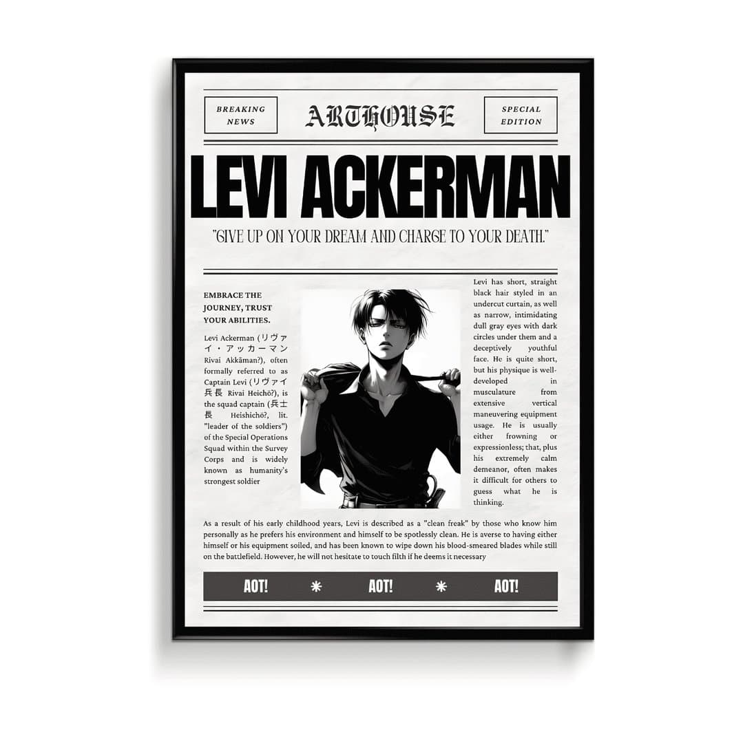 Levi Ackerman (Attack on Titan) Frame & Poster | HD Acrylic Anime Wall Decor for Home & Office | Wall Ready Design Frames & Posters