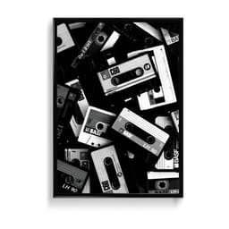 Vintage Compact Cassette Tapes (Black & White Aesthetic) Frame & Poster | HD Acrylic Black & White Aesthetic Wall Decor for Home & Office | Wall Ready Design Frames & Posters